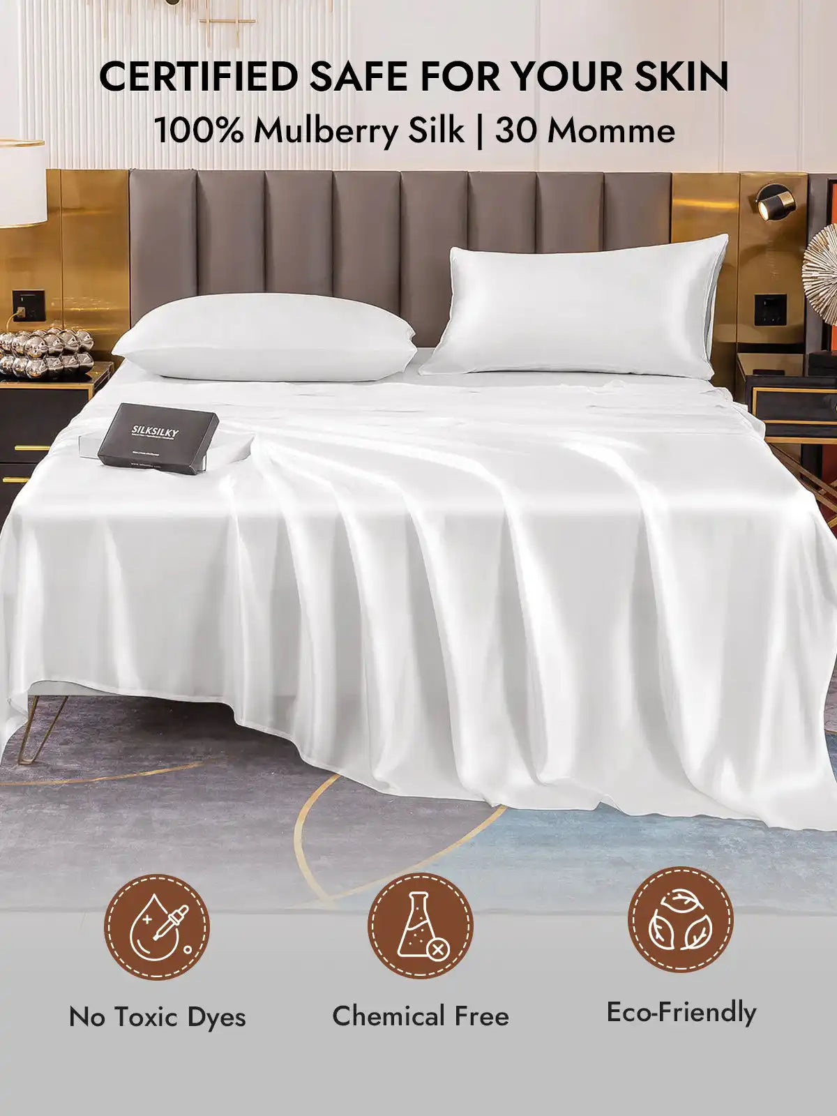 2Pcs 30Momme 100% Silk Pillowcases Bundle- Hidden Zipper