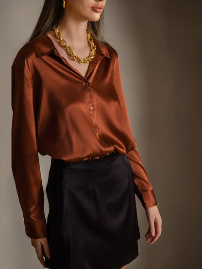Women’s 19 Momme Silk Long Sleeves Button-Up Shirt