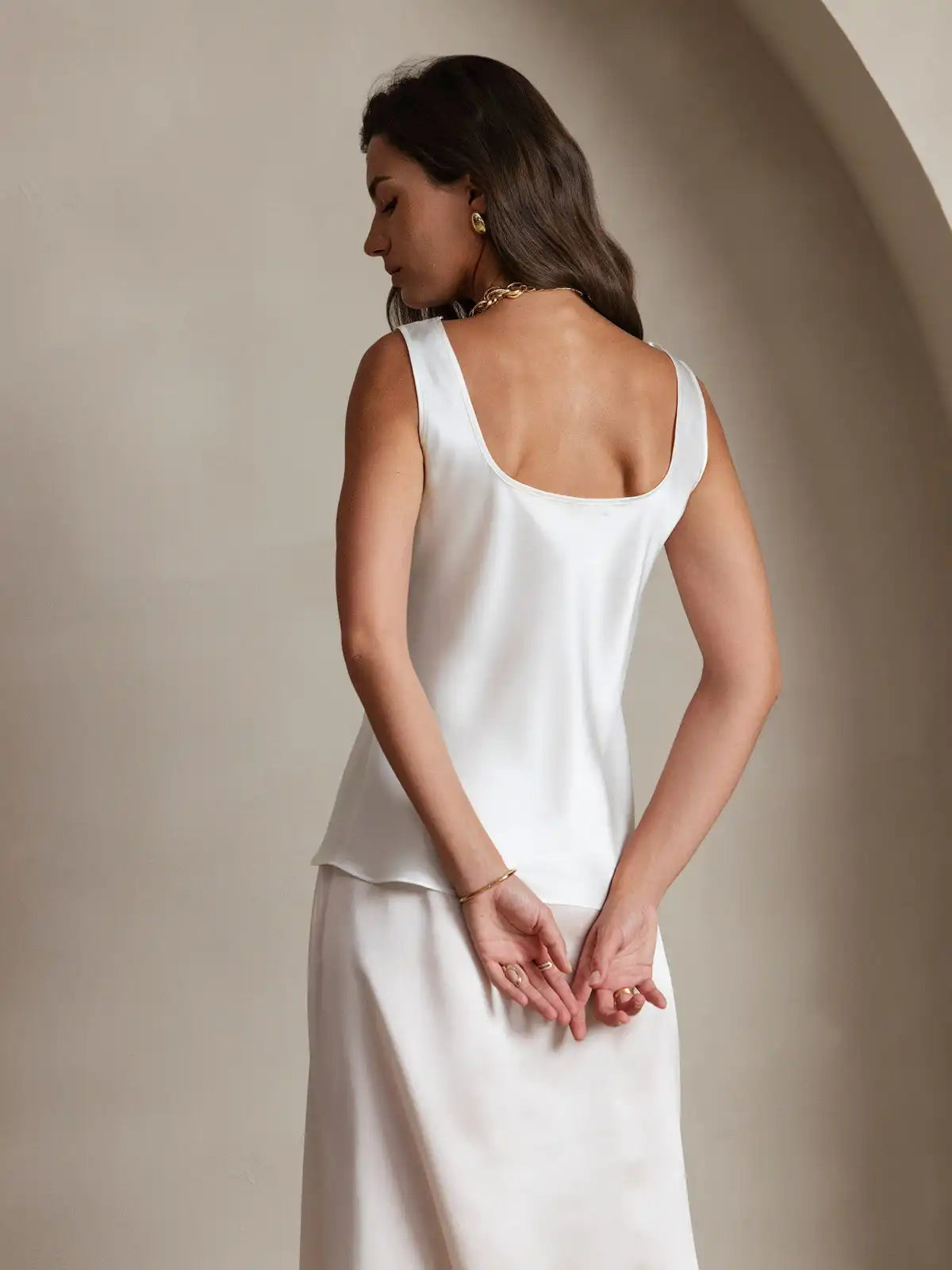 Women's 19Momme Silk Sleeveless U Neck Tank Top
