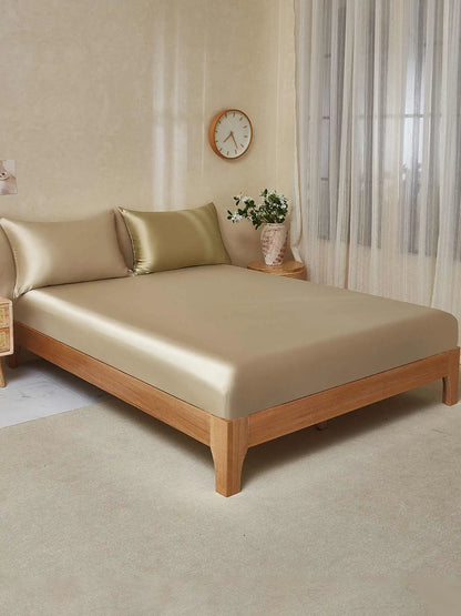 22Momme 3Pcs Silk Set Fitted Sheet+2x Pillowcases