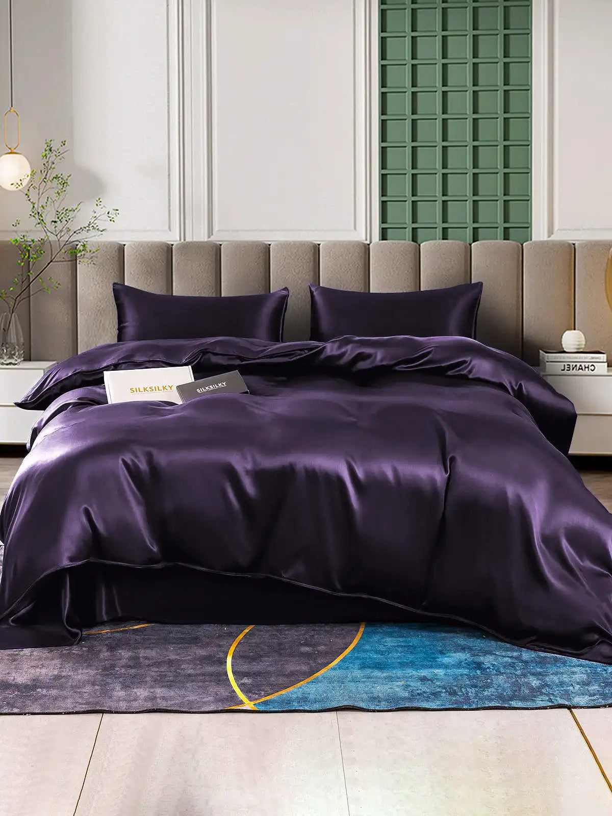 25Momme 4Pcs Silk Set Duvet Cover+Flat Sheet+2x Pillowcases