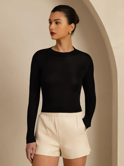 Clearance - Pure Silk Women's Long Sleeve Mock Neck Top