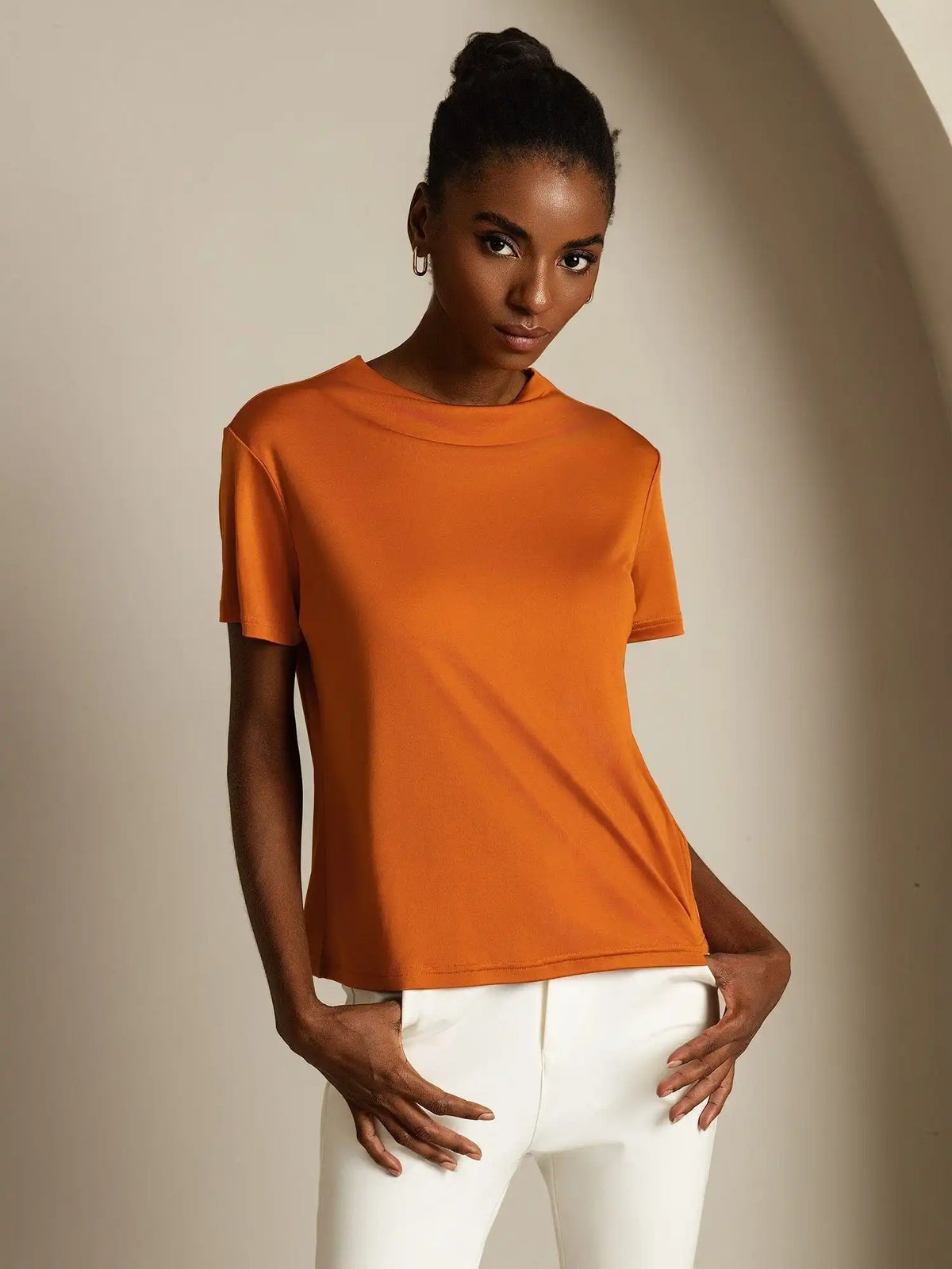Clearance - Pure Silk Short Sleeve Mock Women's T-Shirt