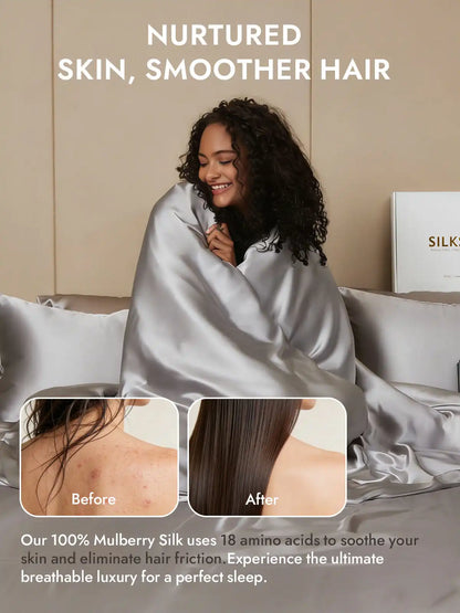 25Momme Mulberry Silk Seamless Duvet Cover (WITHOUT PILLOWCASES)