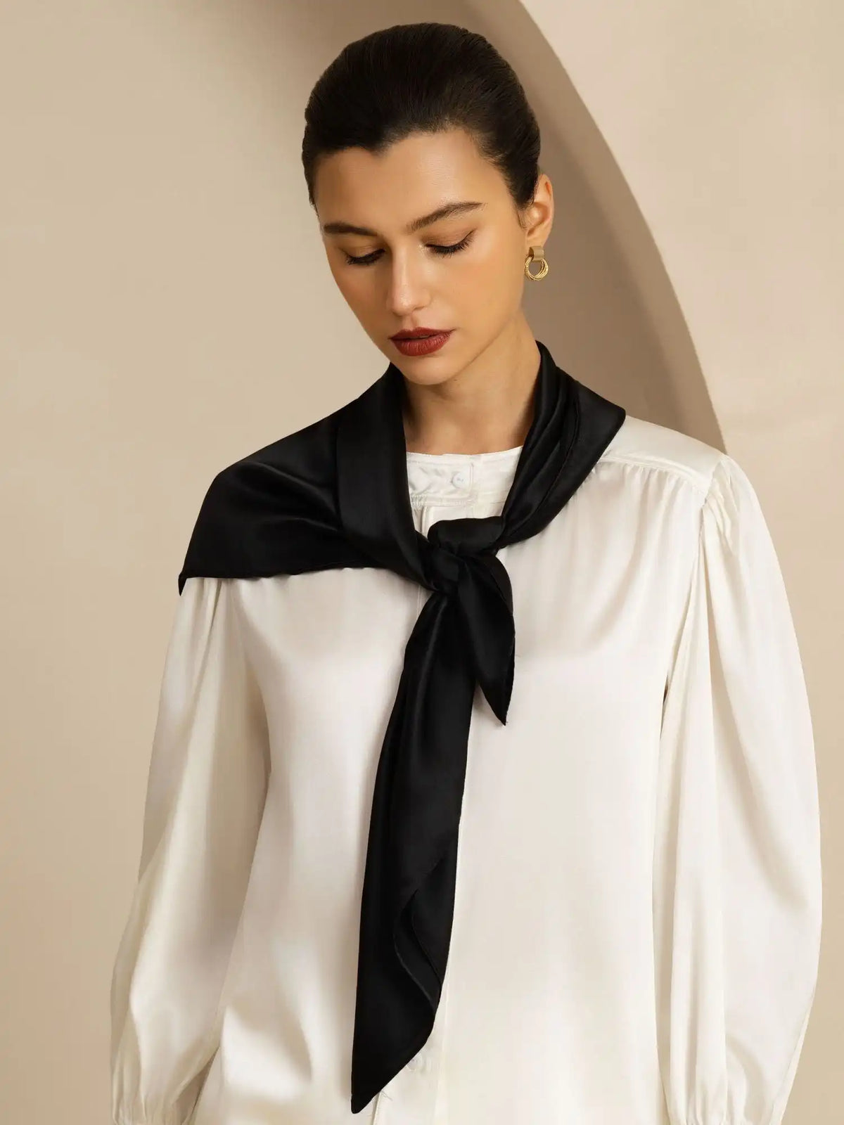 100% Mulberry Silk Classic  Elegant Square Scarf - Size 90x90cm