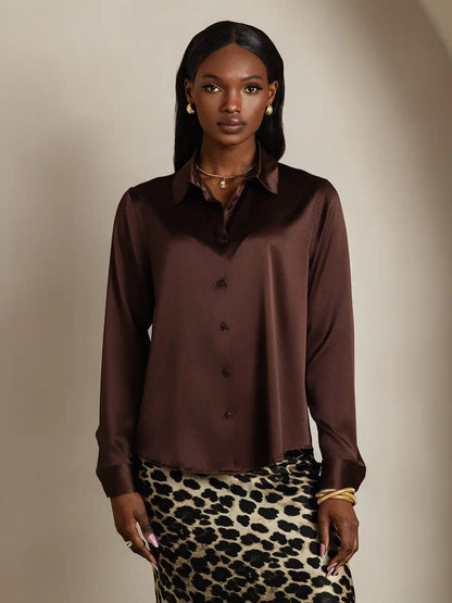 Women’s 19 Momme Silk Long Sleeves Button-Up Shirt