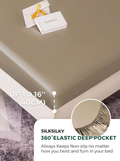 19Momme 3Pcs Silk Set Fitted Sheet+2x Pillowcases