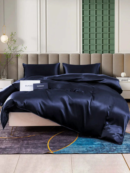 25Momme 4Pcs Silk Set Duvet Cover+Fitted Sheet+2x Pillowcases