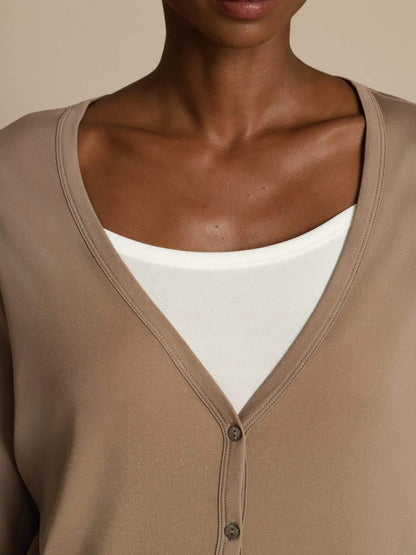 Clearance - 100% Mulberry Silk Women's V-Neck Long Sleeve Basic Cardigan