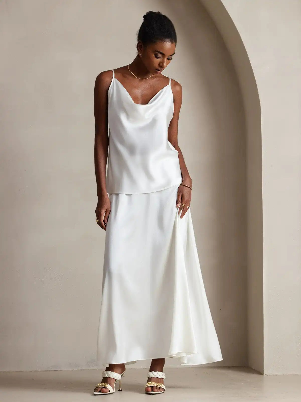 19Momme Silk Cowl Neck Camisole Top