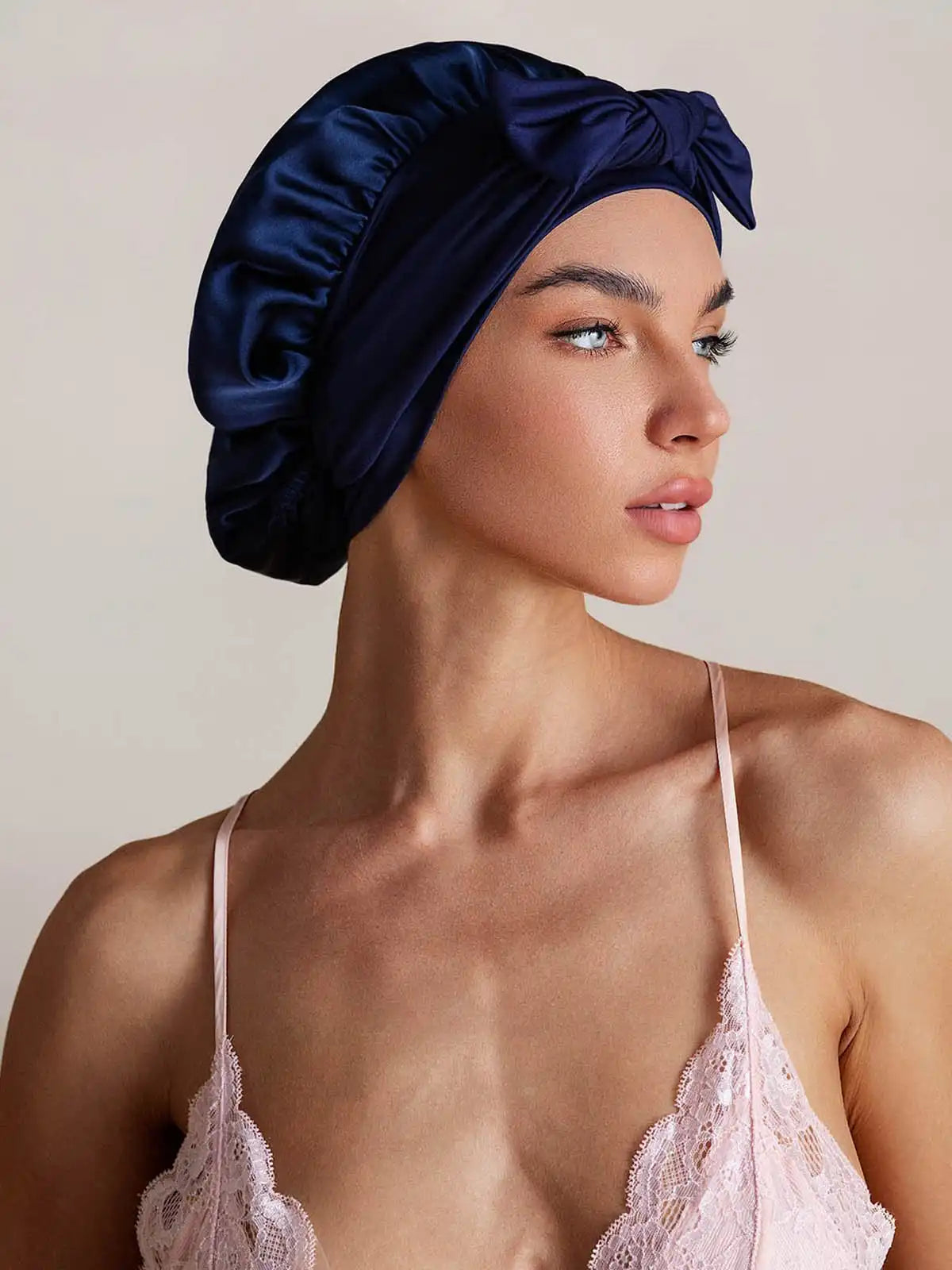 100% Mulberry Silk Bonnet Bowknot Tie Sleep Cap for Hair Protection