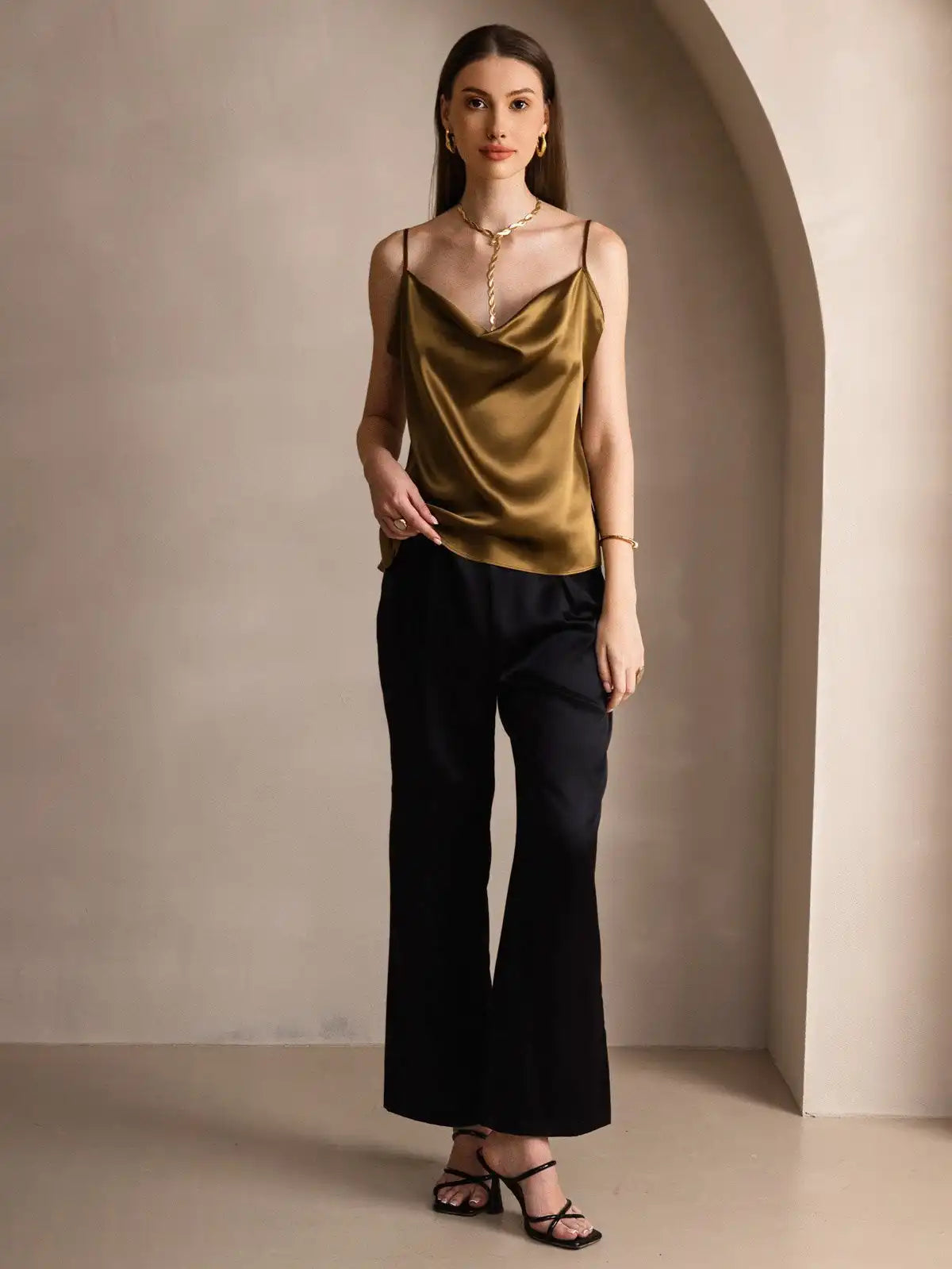 Clearance - 19Momme Silk Spaghetti Strap Cowl Neck Camisoles