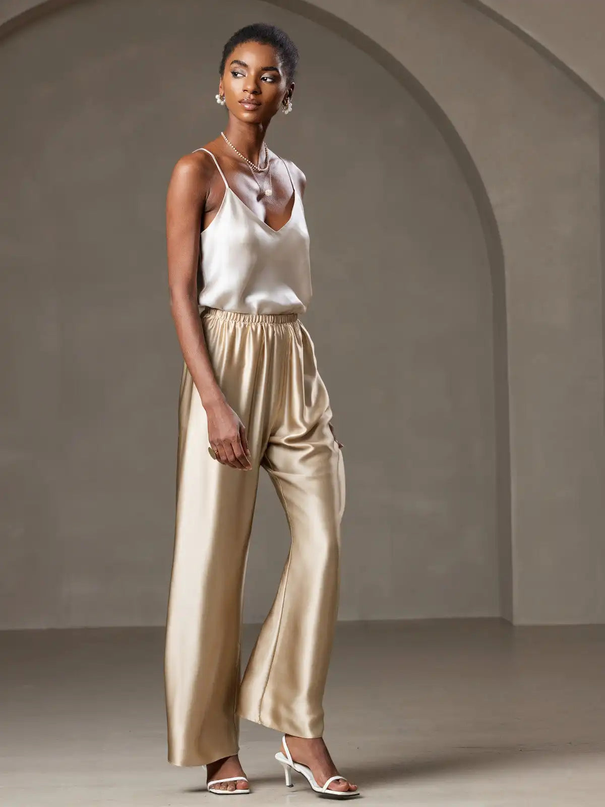 100% Mulberry Silk Spaghetti Strap V Neck Camisole Top