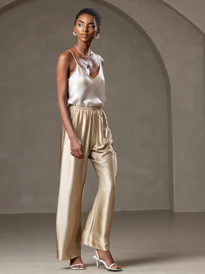 100% Mulberry Silk Spaghetti Strap V Neck Camisole Top