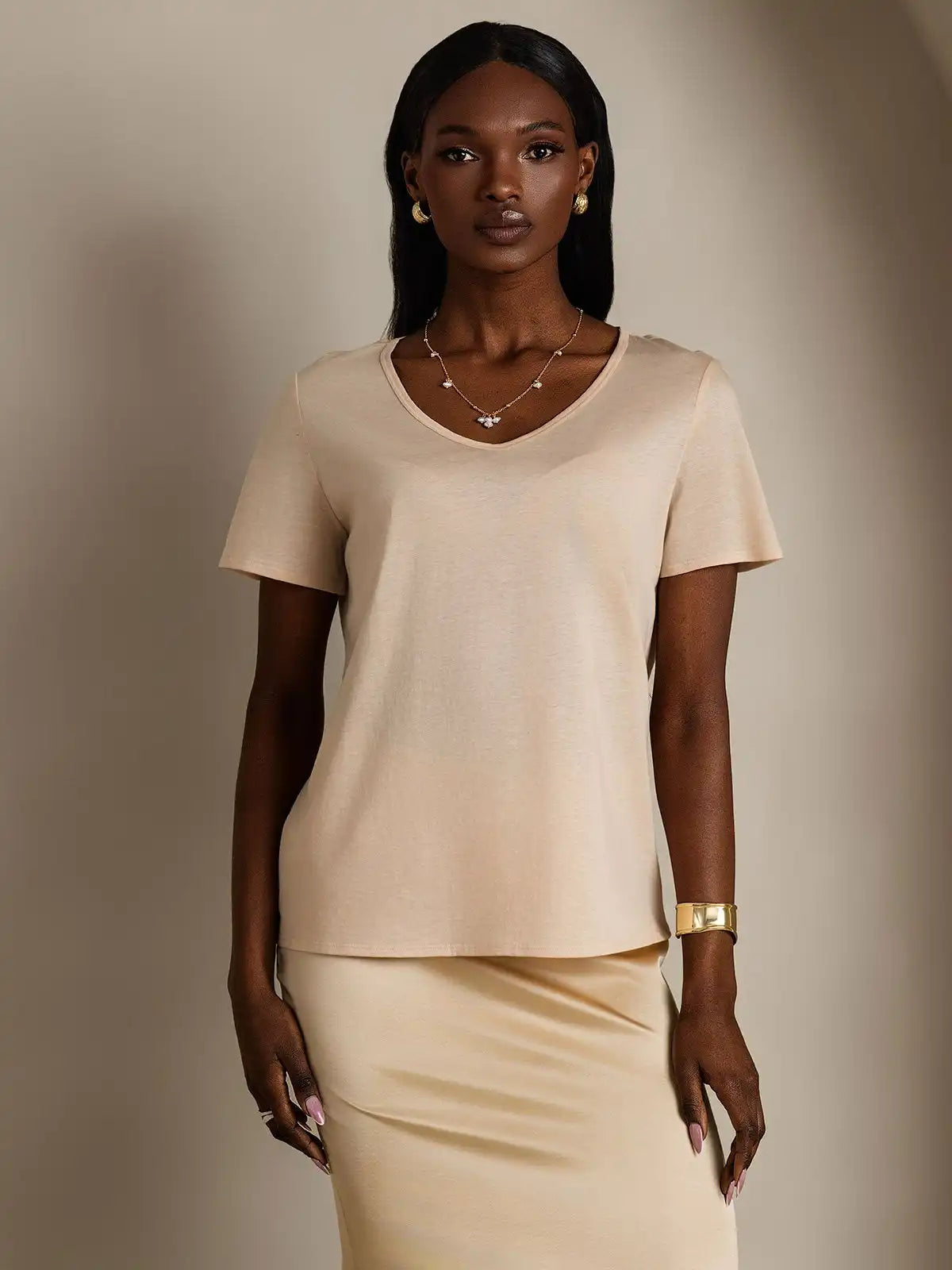 Clearance - Silk Blend V-neck Women's T-Shirt