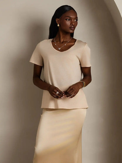 Clearance - Silk Blend V-neck Women's T-Shirt