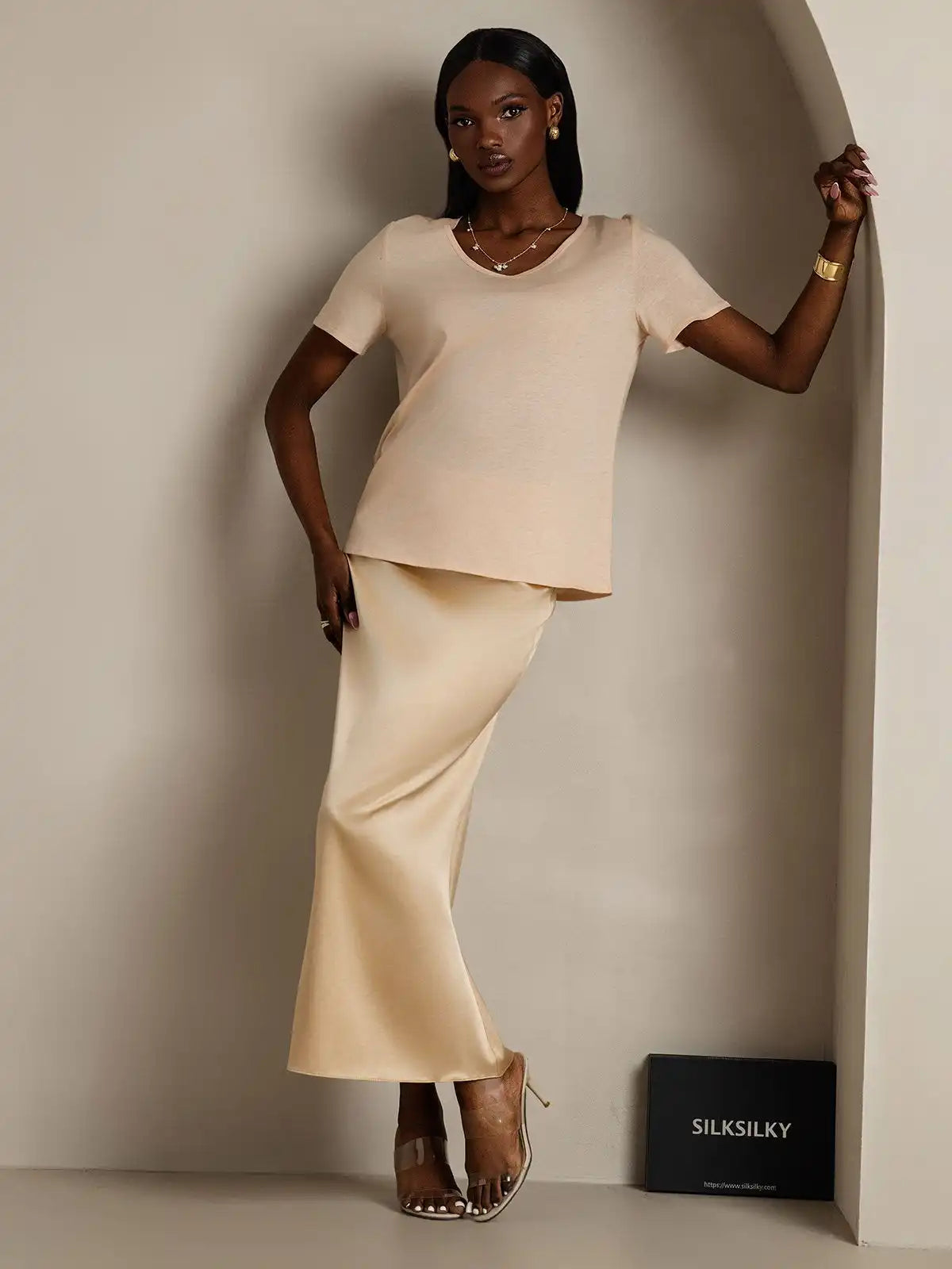 Clearance - Silk Blend V-neck Women's T-Shirt