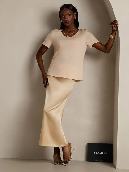 Clearance - Silk Blend V-neck Women's T-Shirt