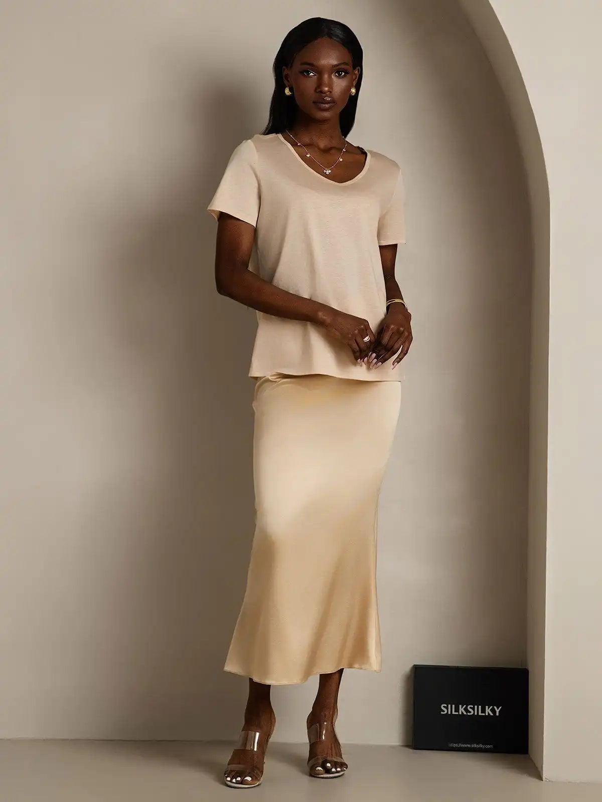 Clearance - Silk Blend V-neck Women's T-Shirt