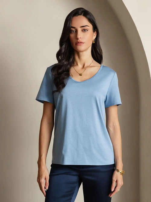 Clearance - Silk Blend V-neck Women's T-Shirt