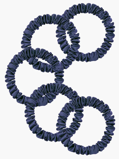 5Pcs Bundle 100% Mulberry Silk Skinny Hair Scrunchies - 1cm