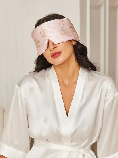 100% Mulberry Silk Adjustable Velcro Wrap-Around Silk Sleep Eye Mask