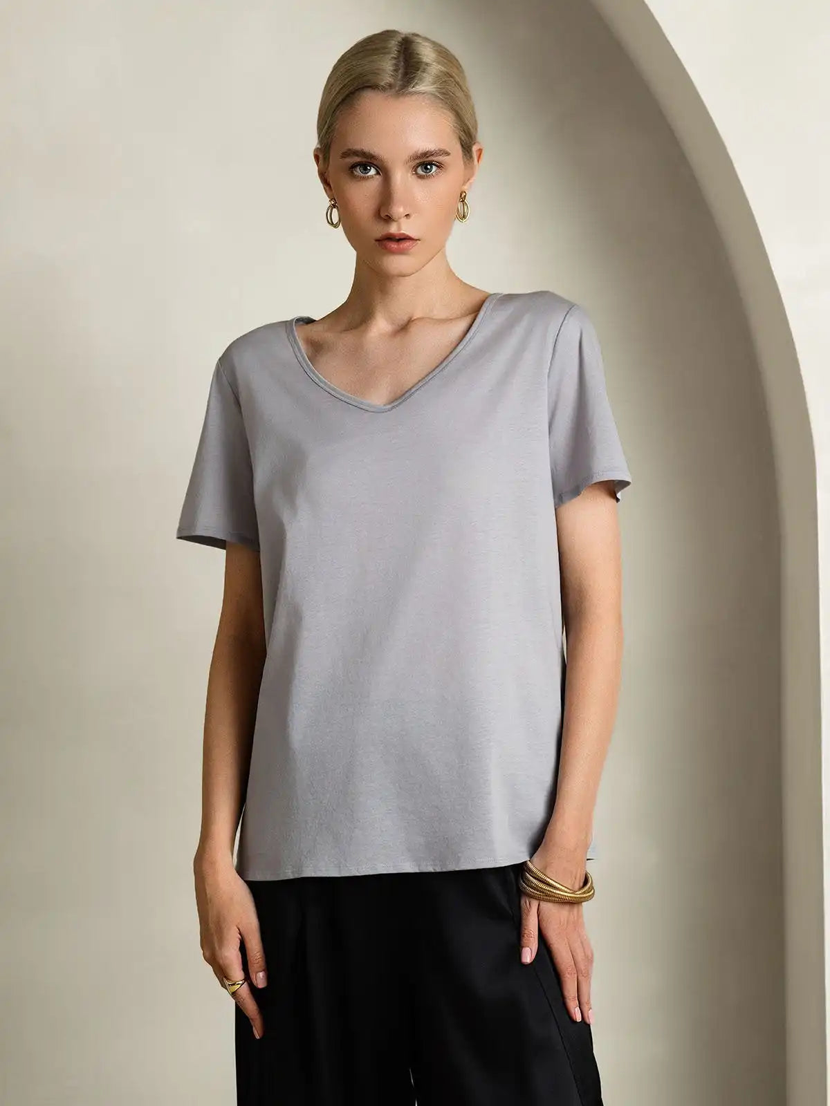 Clearance - Silk Blend V-neck Women's T-Shirt