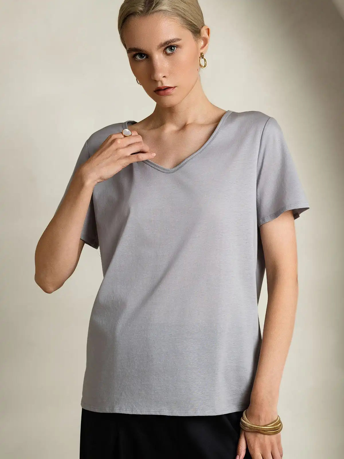 Clearance - Silk Blend V-neck Women's T-Shirt