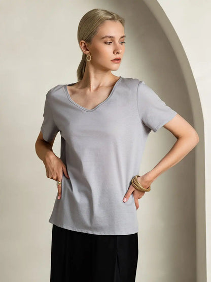 Clearance - Silk Blend V-neck Women's T-Shirt