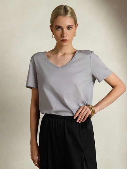 Clearance - Silk Blend V-neck Women's T-Shirt
