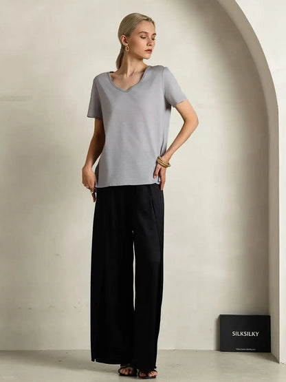 Clearance - Silk Blend V-neck Women's T-Shirt
