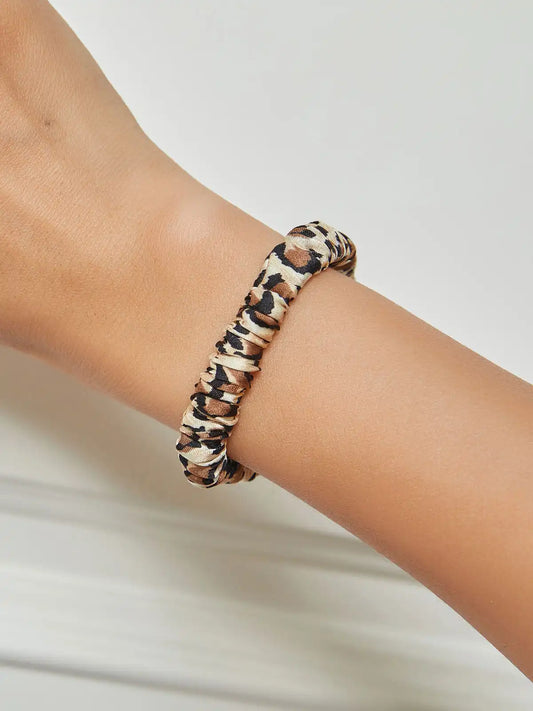 100% Mulberry Silk Soft Printed Skinny Hair Scrunchie - 1cm