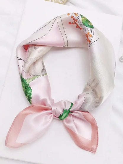 100% Mulberry Silk Floral Printed Square Scarf 53x53cm/21