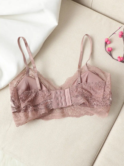 100% Mulberry Silk Lace Trimmed Bra with Adjustable Straps