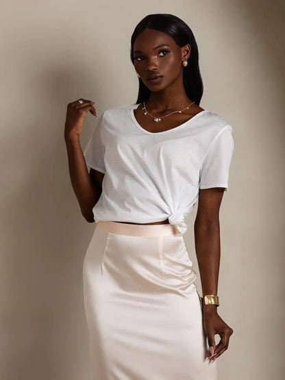 Clearance - Silk Blend V-neck Women's T-Shirt