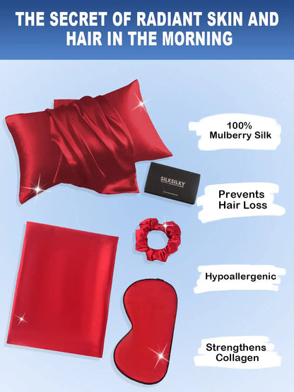19Momme 3Pcs Set Silk Skin-Friendly Beauty Sleep Set (Hidden Zipper Pillowcase)