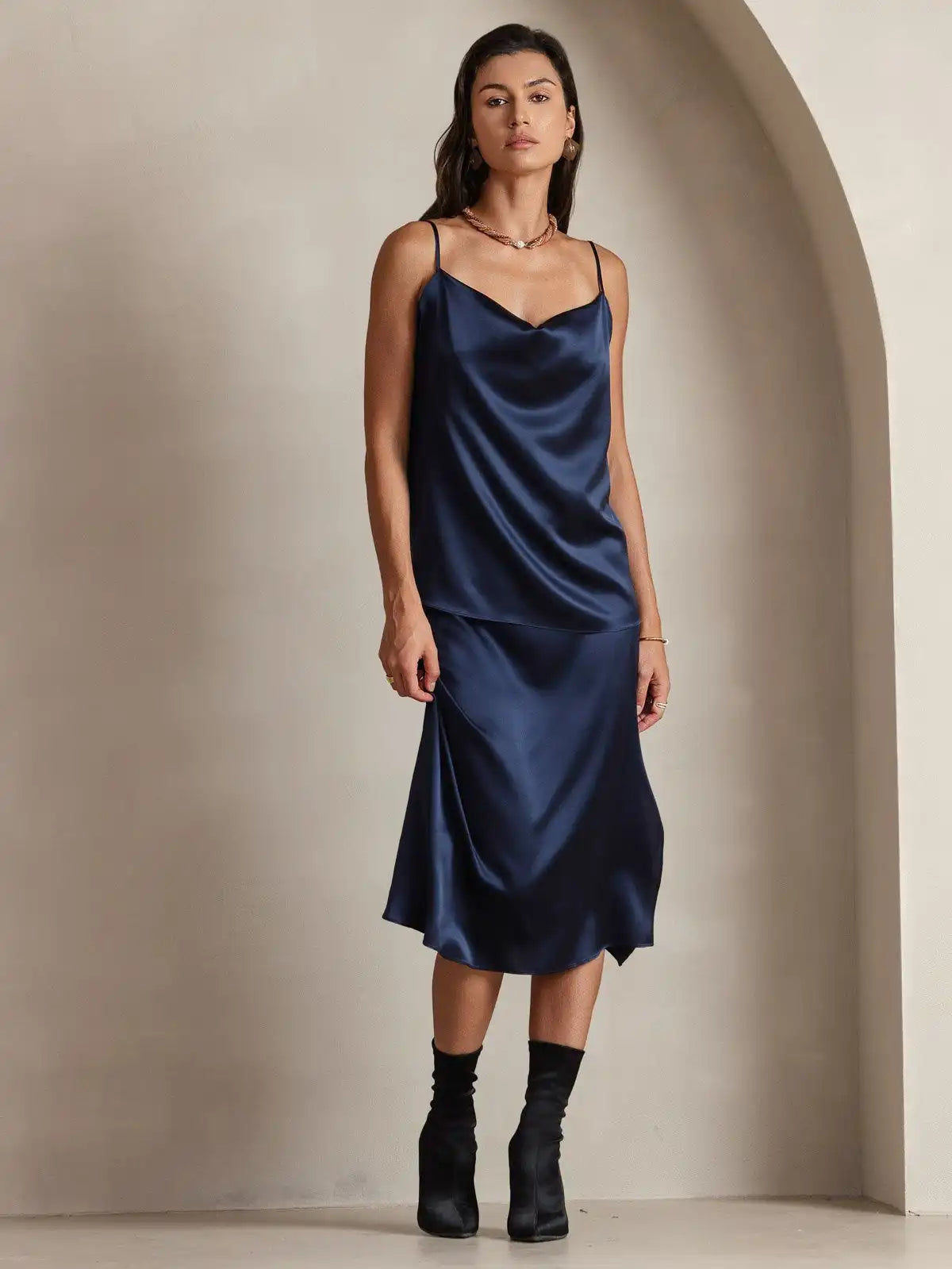 19Momme Silk Cowl Neck Camisole Top