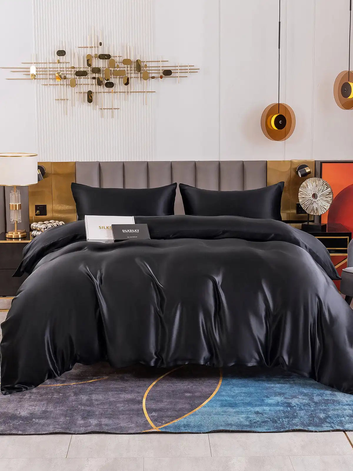 19Momme 4Pcs Silk Set Duvet Cover+Flat Sheet+2x Pillowcases