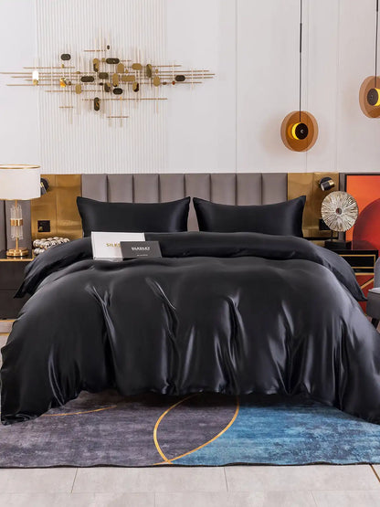 19Momme 4Pcs Silk Set Duvet Cover+Flat Sheet+2x Pillowcases
