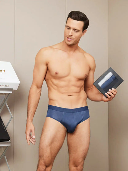 3Pcs Men Briefs Breathable 100% Mulberry Silk Underwear
