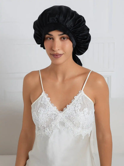 100% Mulberry Silk Elegant Bonnet with Long Ribbons