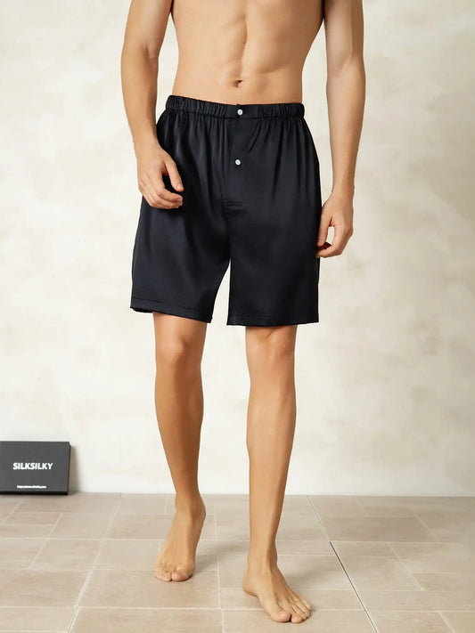 100% Mulberry Silk Elastic Waist Men's Sleep Shorts