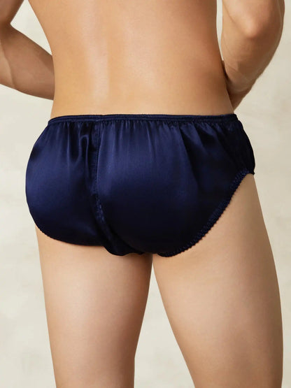 100% Mulberry Silk Briefs Men's Underwear with Elastic Waistband