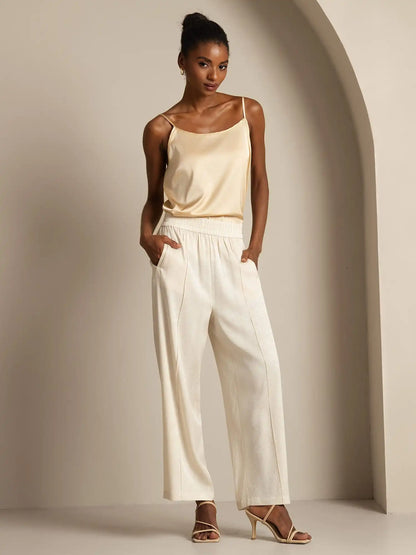 19Momme Silk Spaghetti Strap Round Neck Camisoles