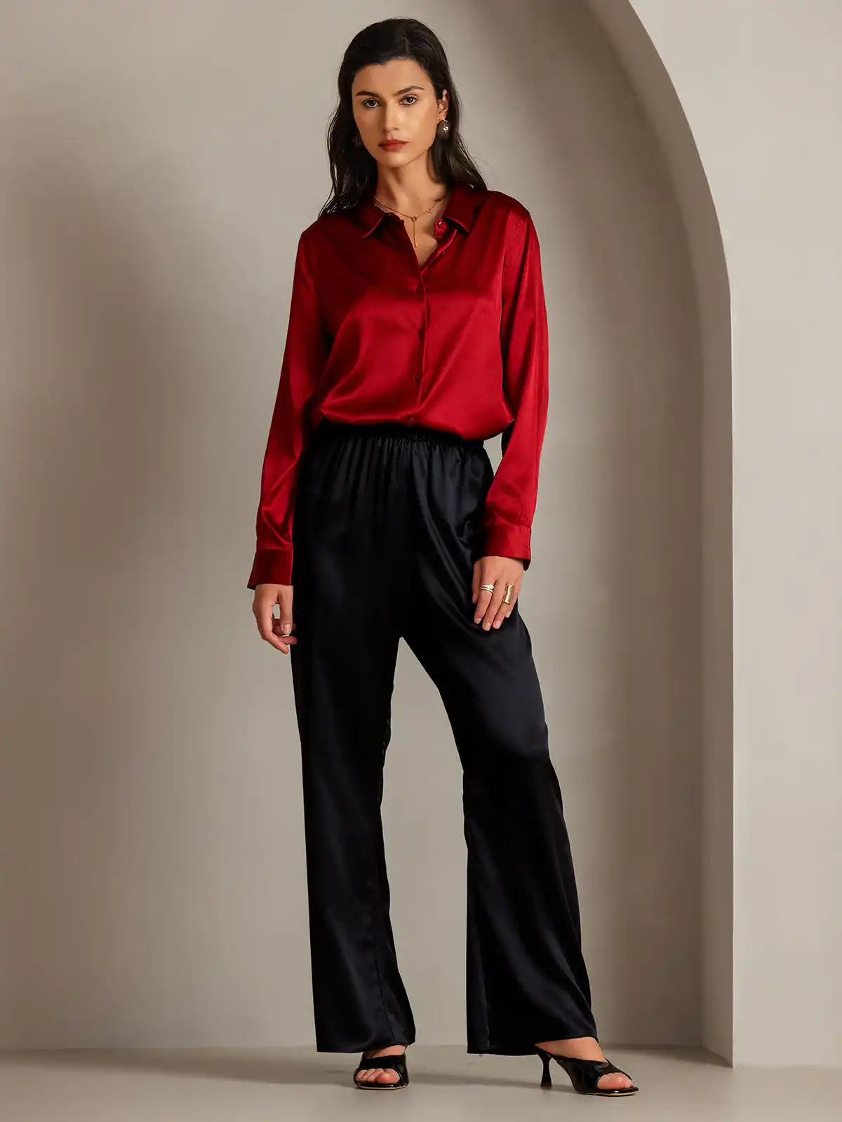 Women’s 19 Momme Silk Long Sleeves Button-Up Shirt