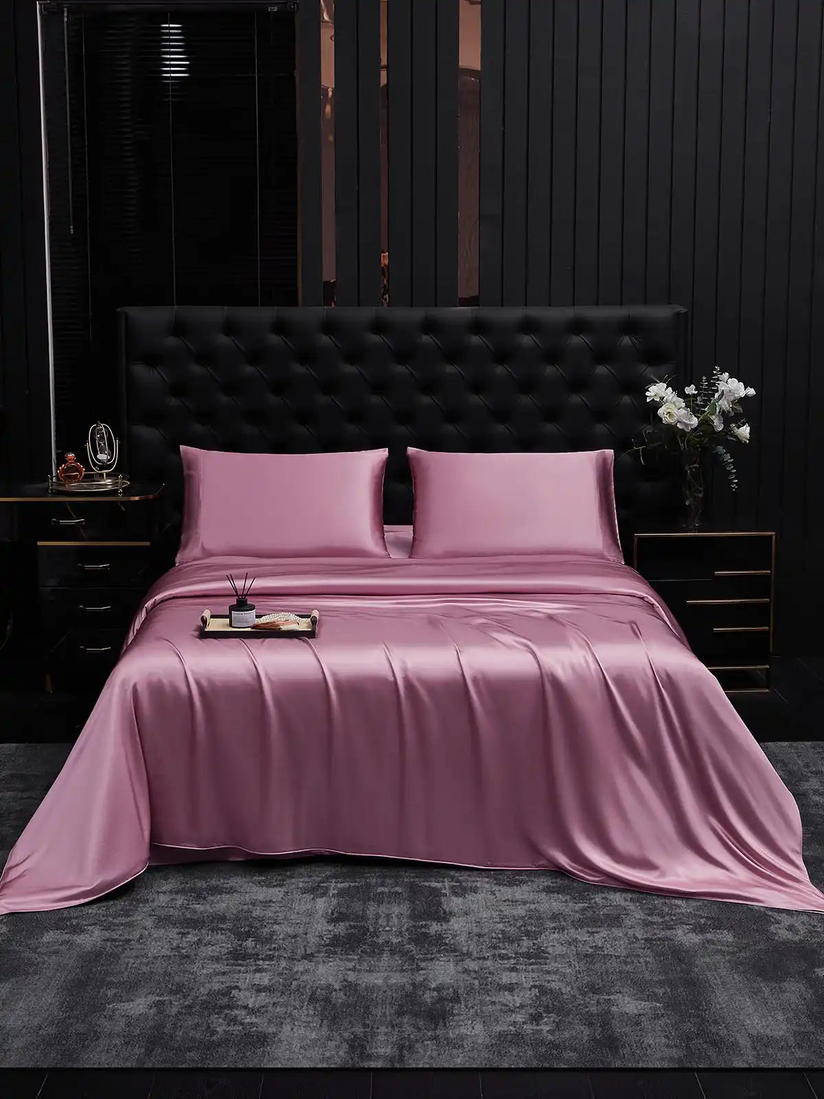 19Momme 4Pcs Silk Set Duvet Cover+Flat Sheet+2x Pillowcases