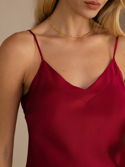 100% Mulberry Silk Women''s Adjustable Spaghetti Strap V Neck Camisole Top