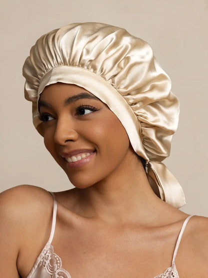100% Mulberry Silk Elegant Bonnet with Long Ribbons