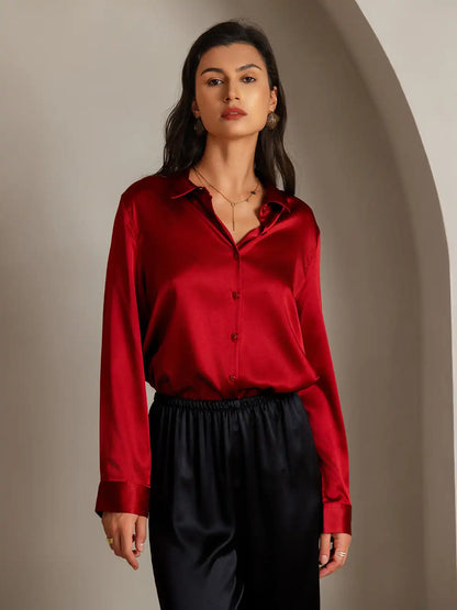 Women’s 19 Momme Silk Long Sleeves Button-Up Shirt