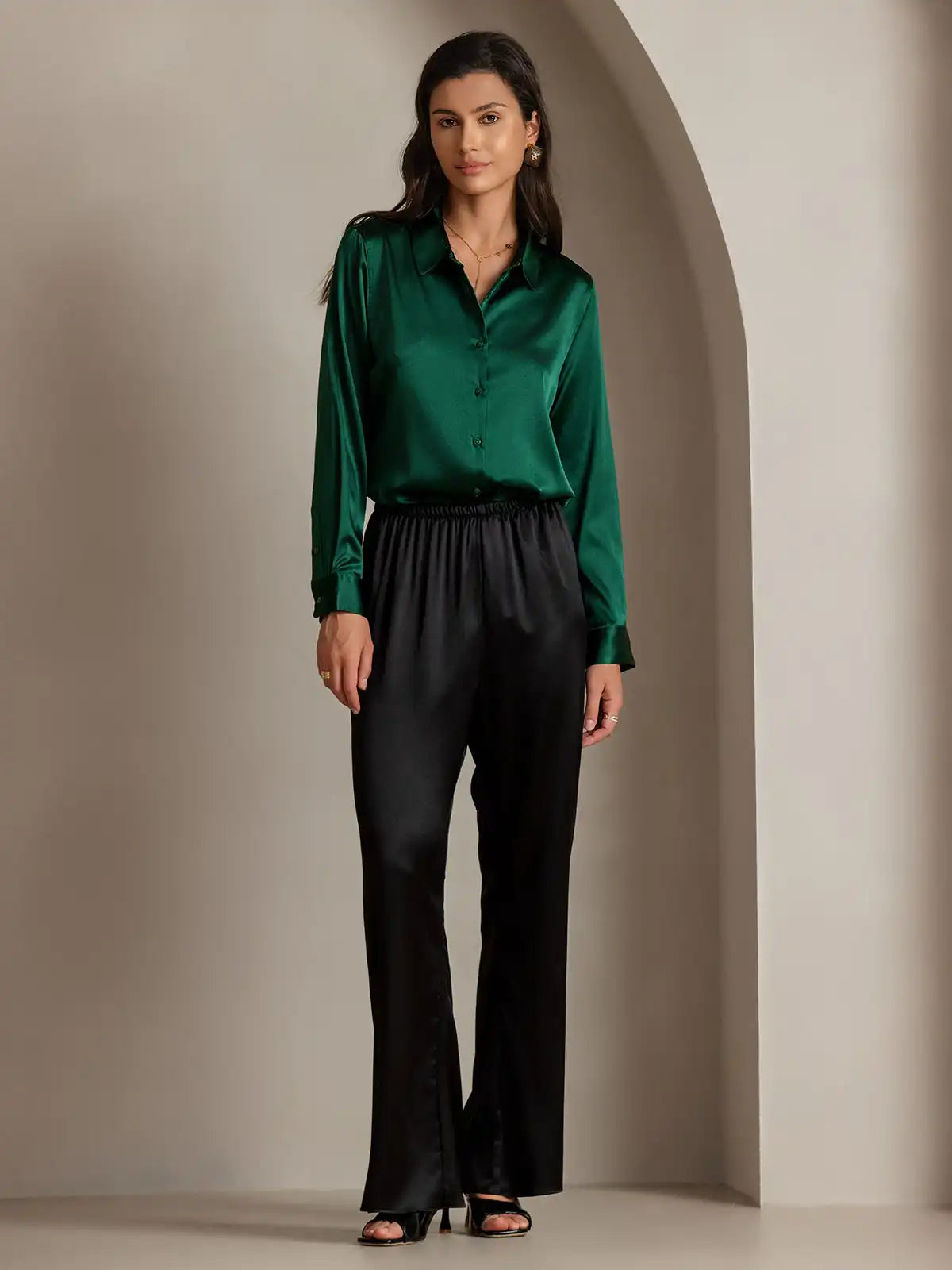 Women’s 19 Momme Silk Long Sleeves Button-Up Shirt